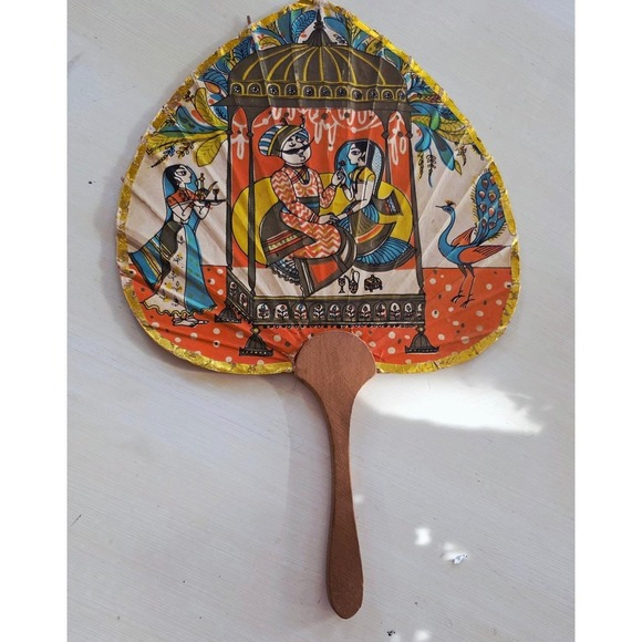 Vintage Air India Fan 1950s Collectible Route Map Wooden Handle Souvenir - Picture 9 of 16